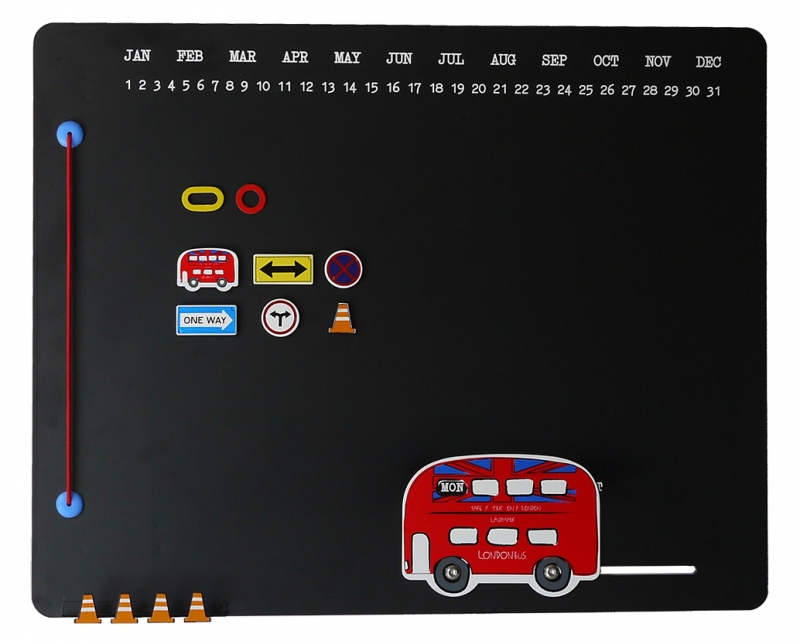 กระดานดำ พร้อมปฏิทินรถลอนดอนบัส (London Bus)