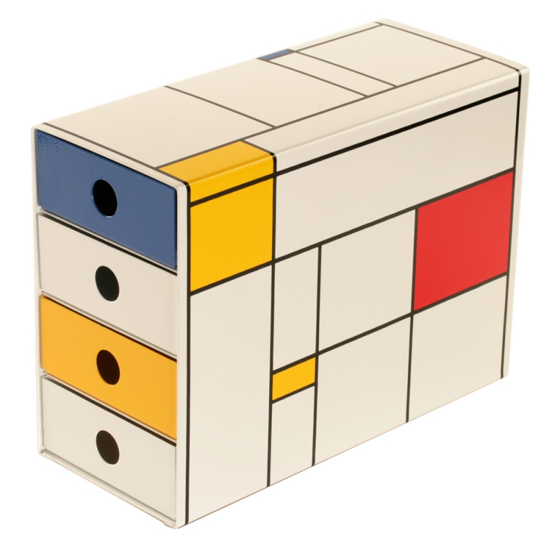 กล่องลิ้นชัก สแควร์ น้ำเงิน-เหลือง 