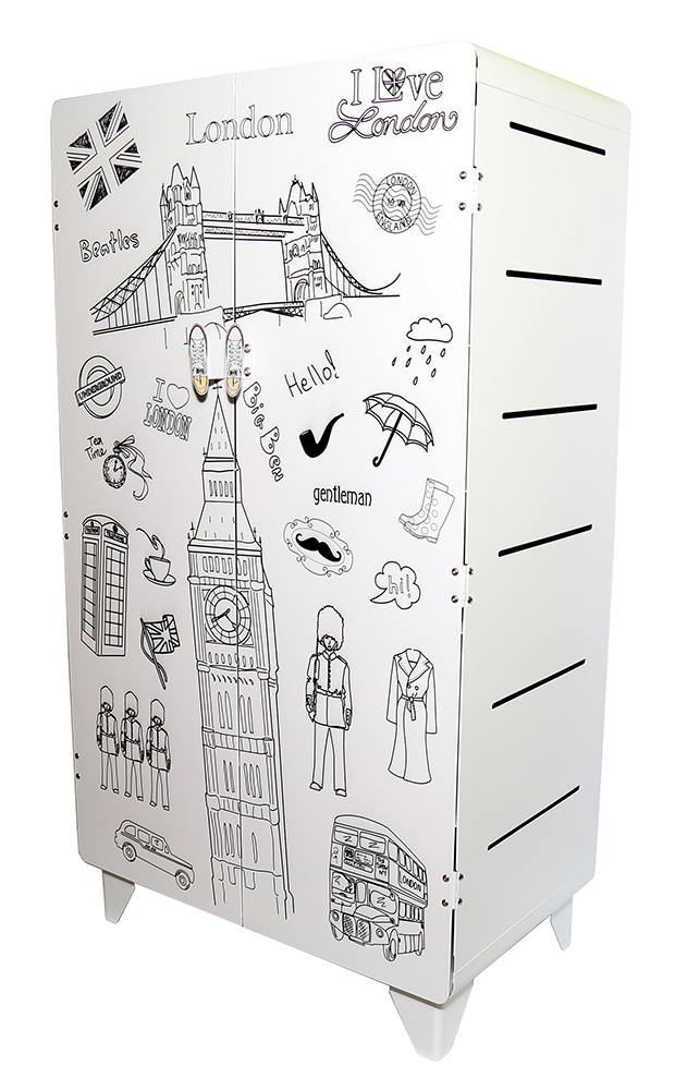 ตู้เก็บรองเท้า (ลาย London Doodles)