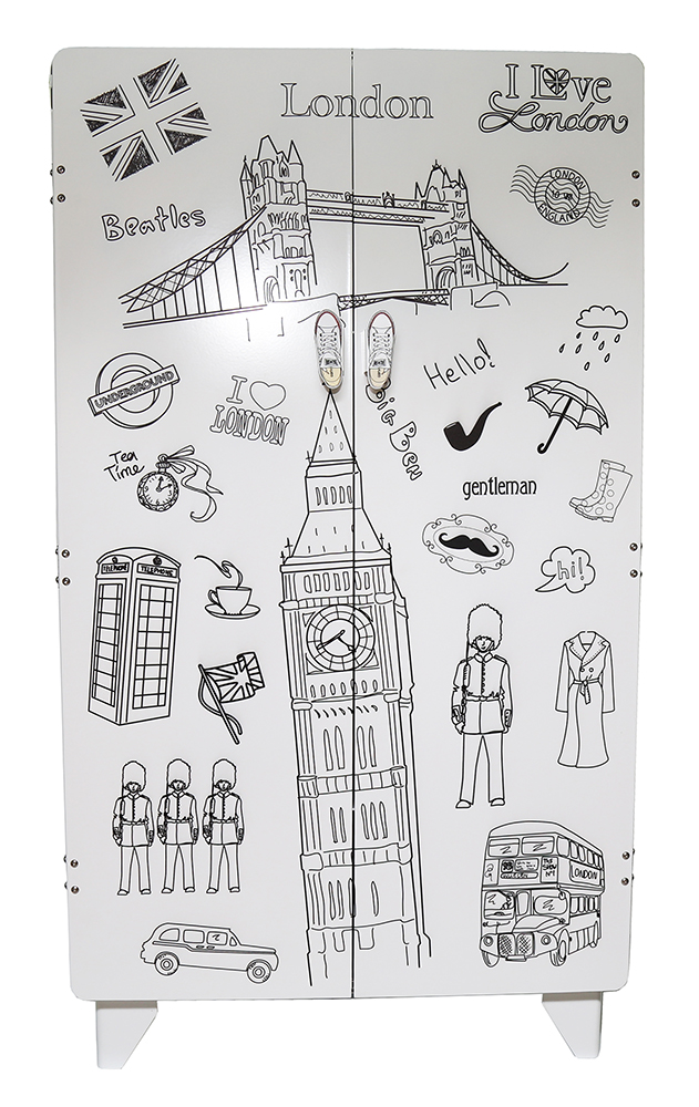 ตู้เก็บรองเท้า (ลาย London Doodles)