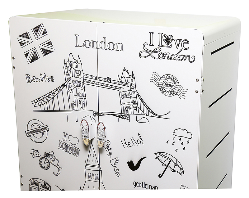 ตู้เก็บรองเท้า (ลาย London Doodles)